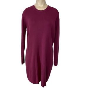 vtg SPIEGEL sz Medium Sweater Dress Wool Blend Long Sleeve Scoop Neck Cranberry
